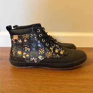 Floral Black High-Top Sneakers